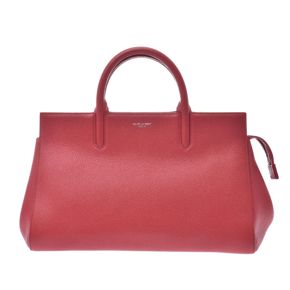 SAINT LAURENT Cabas Rive Gauche Red Leather Bag